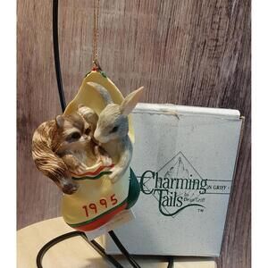 Vintage Dean Griff Ornament 1995 First Christmas Together Bunny & Raccoon w/ Box